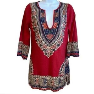 Lucky Brand Tunic Boho Shirt size Med.  Super ornate and abstract.